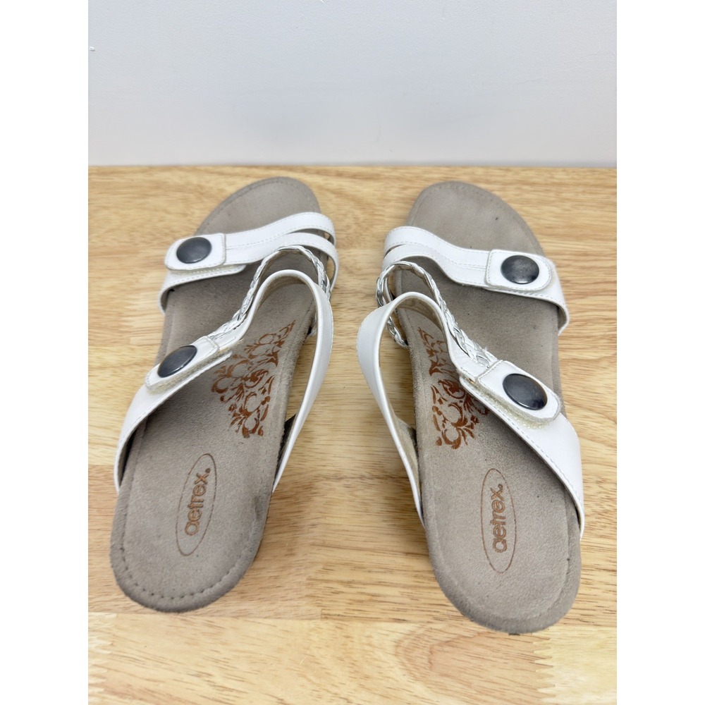 Aetrex Lydia Adjustable Wedge slip on sandal white size 10‎ #50 - Picture 5 of 10
